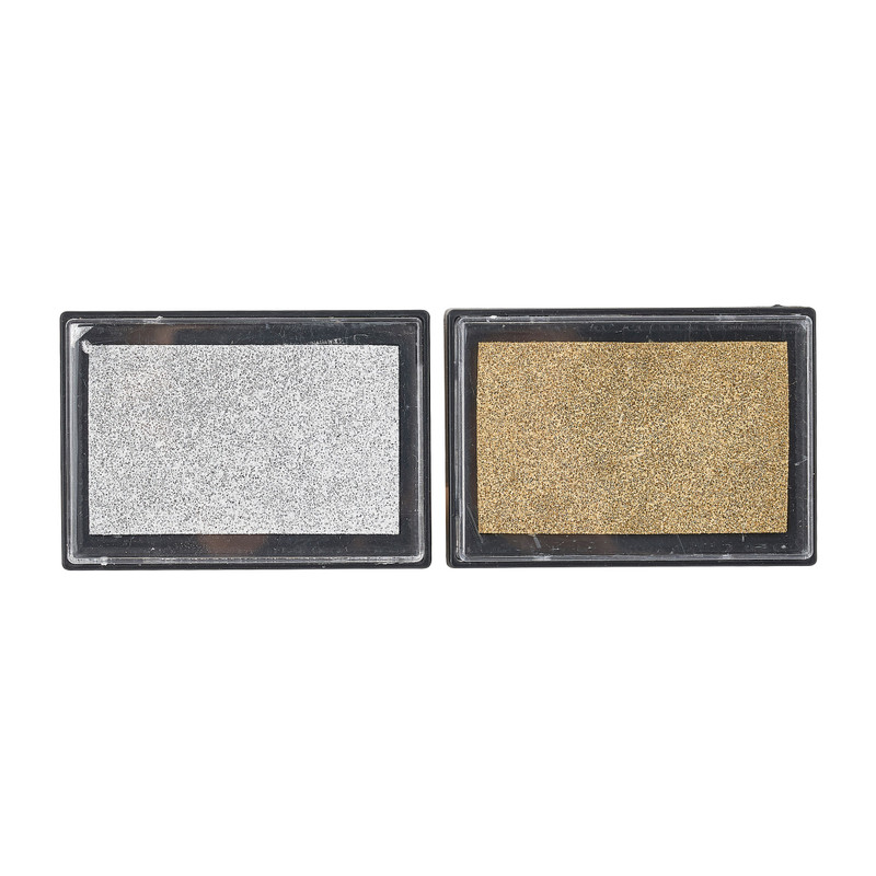 Stempelkussen - goud/zilver - set van 2