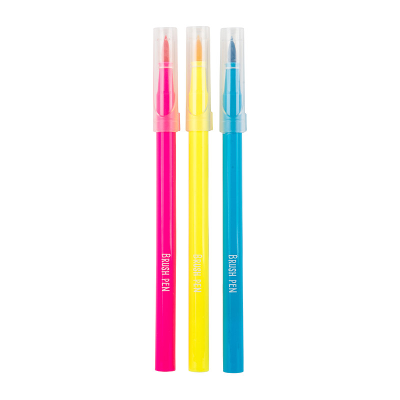 Brushstift 3 stuks - 4 mm - roze/geel/blauw
