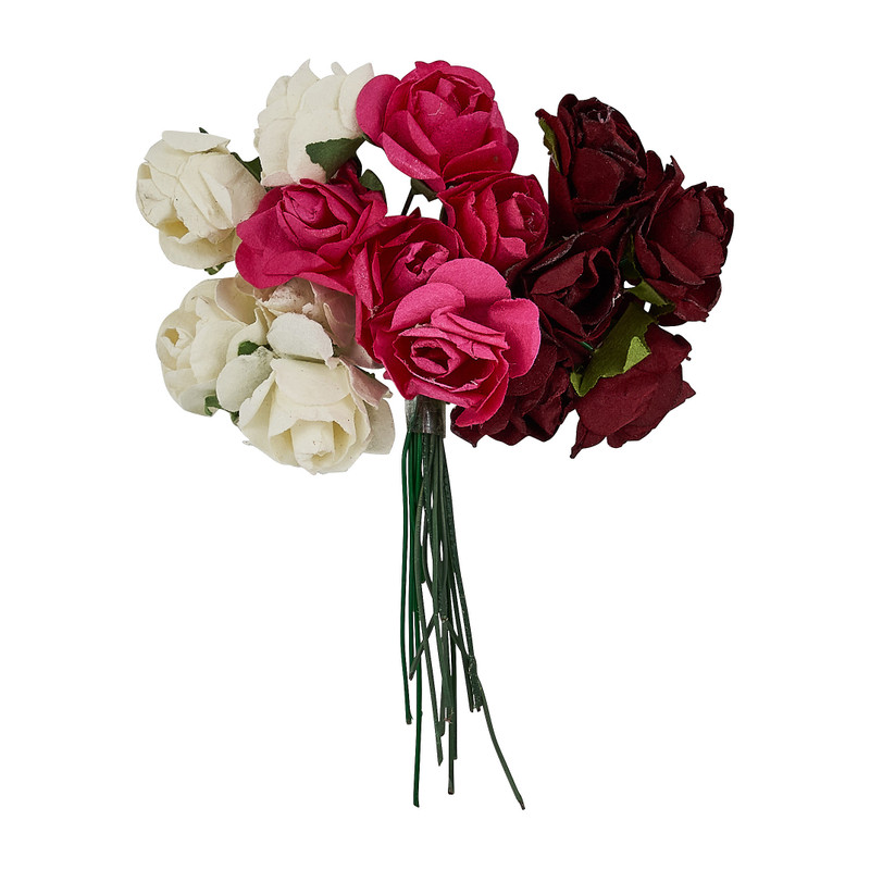 Roosjes papier - roze/wit/rood - set van 15 