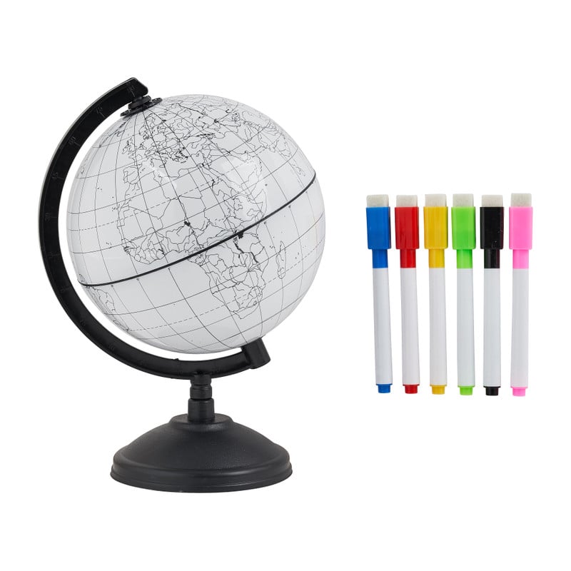 DIY wereldbol - zelf inkleuren - met 6 stiften