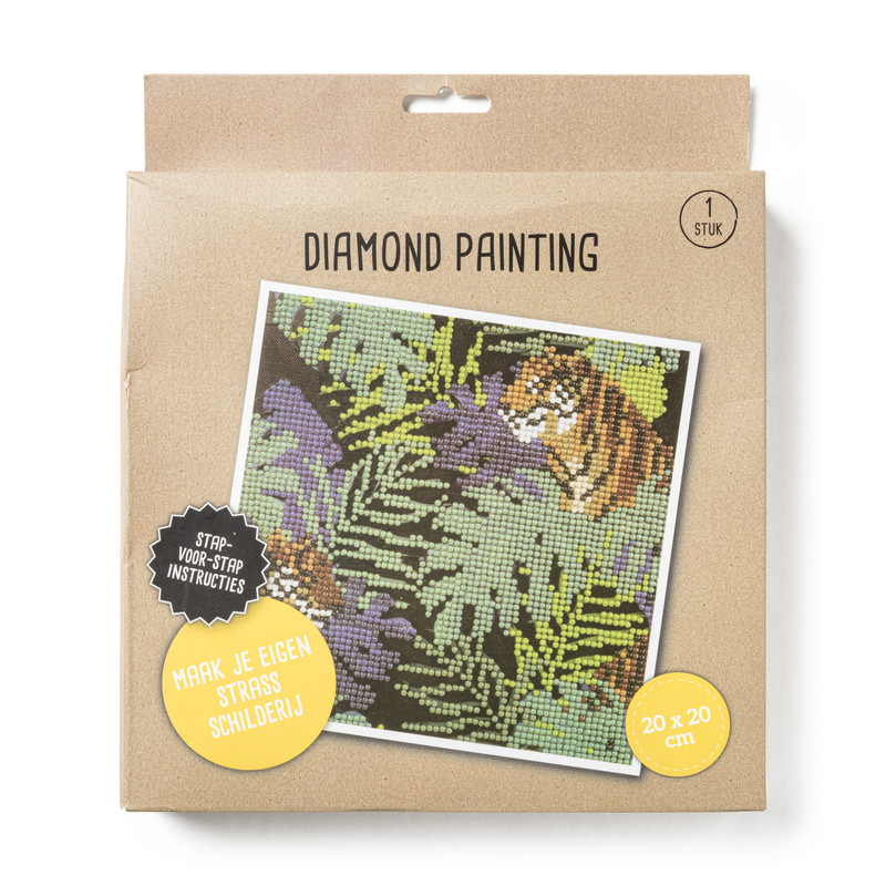 Diamond painting tijger jungle 20x20 cm Xenos