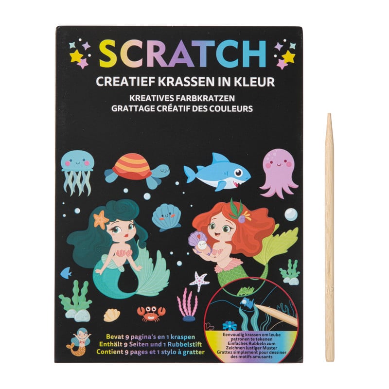 Krasboek zeemeermin - 13x18 cm 