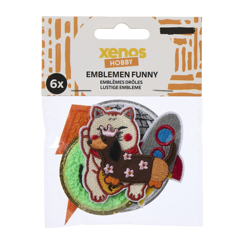 Emblemen funny - multikleur - set van 6