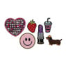 Emblemen glitter - roze - set van 6