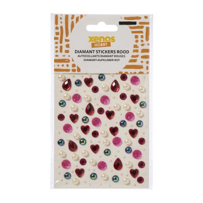 Decoratieve stickers hart & parel - rood