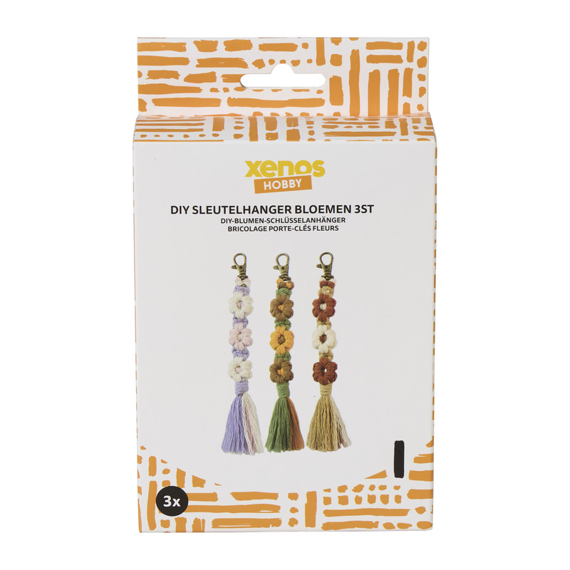 DIY sleutelhanger bloem - set van 3
