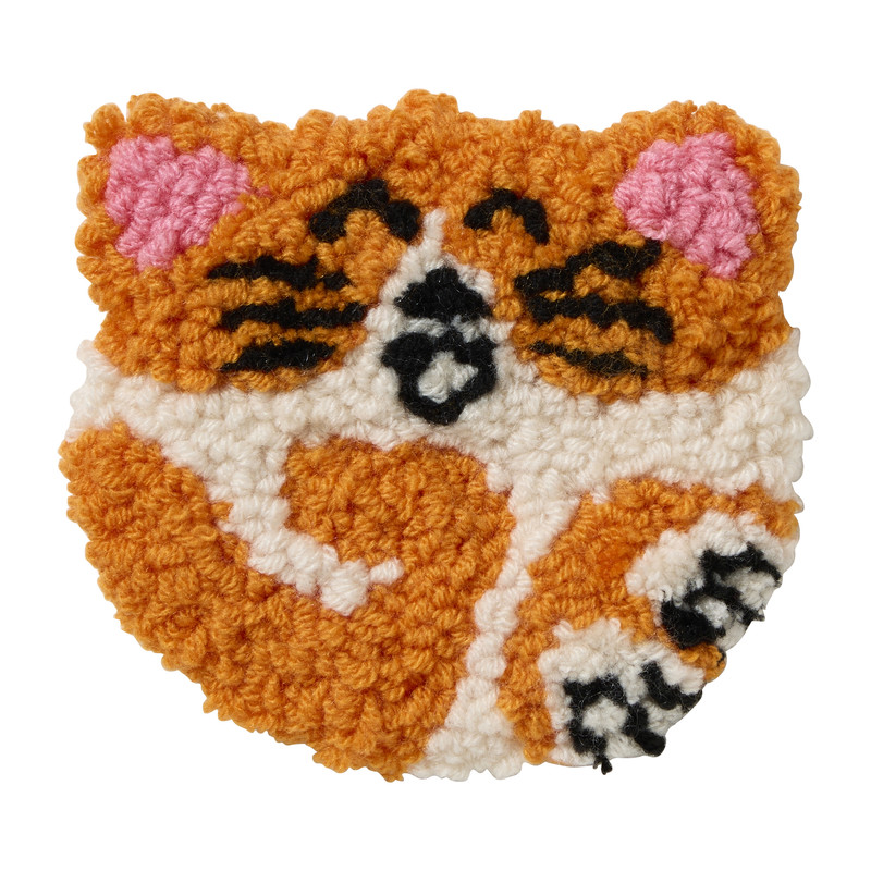 DIY punchnaald onderzetters kat - set van 4