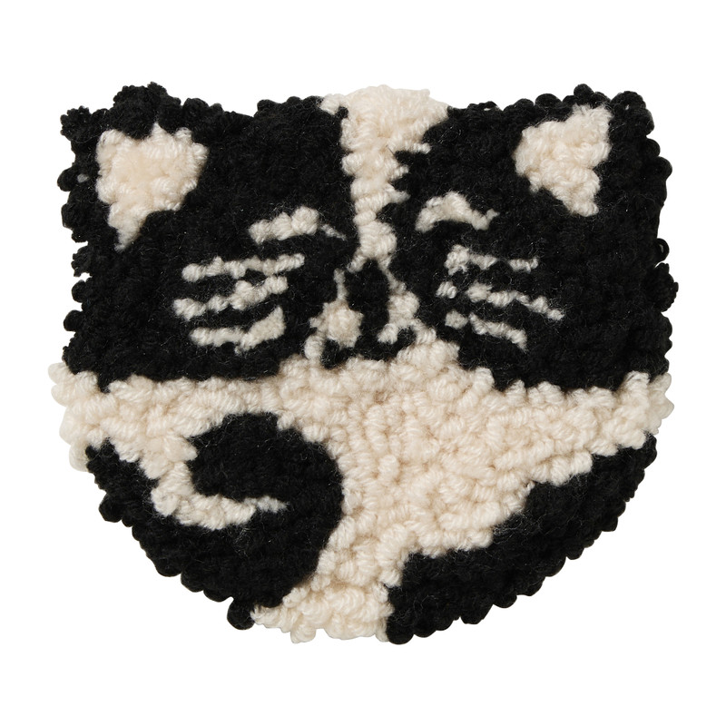 DIY punchnaald onderzetters kat - set van 4