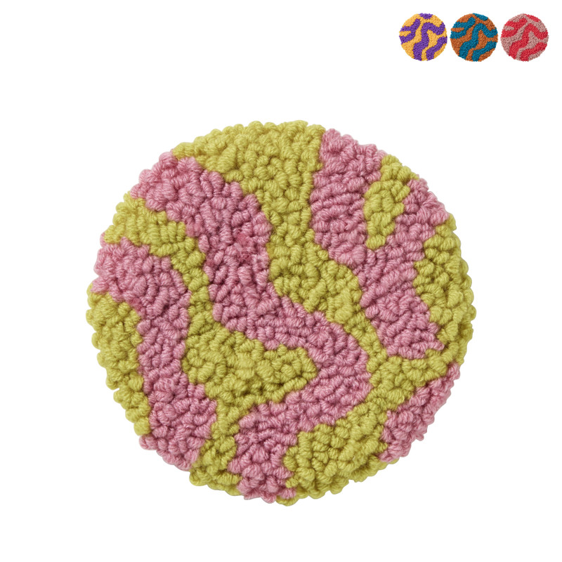 DIY punchnaald onderzetters retro - set van 4