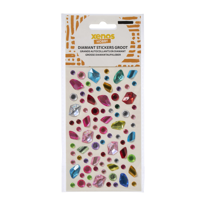 Diamant stickers groot - multikleur