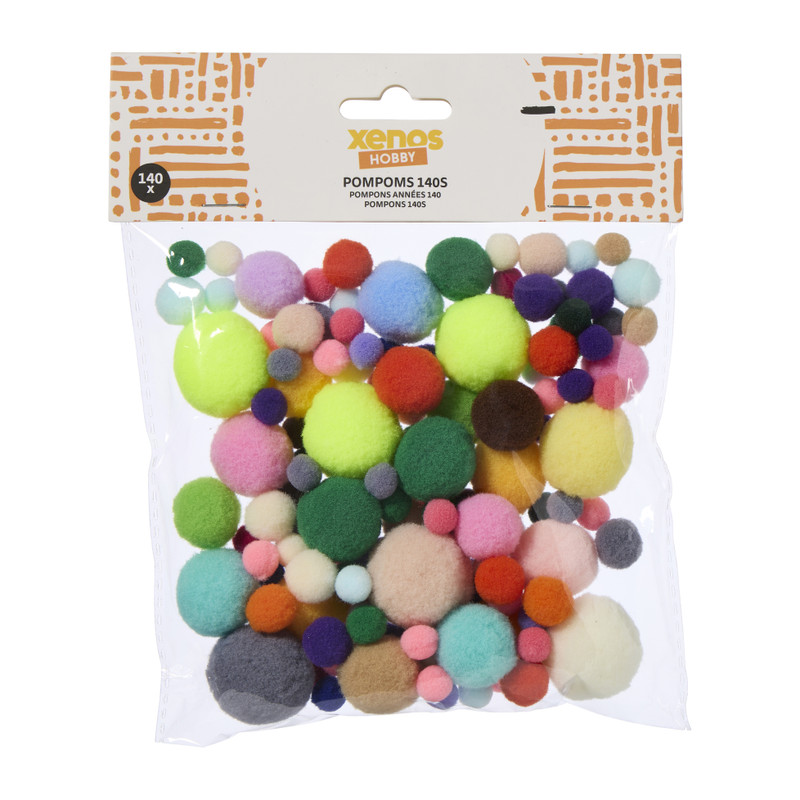 Pompoms mix - multikleur - set van 140