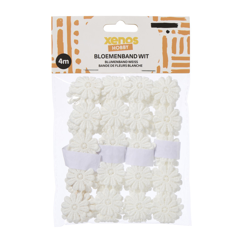 Bloemenband - wit - 4 meter
