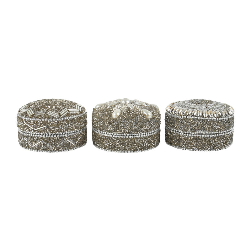 Doosje rond S zilver - diverse varianten - 8x8x5 cm 