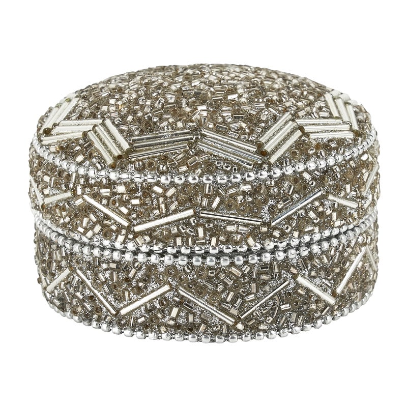 Doosje rond S zilver - diverse varianten - 8x8x5 cm 