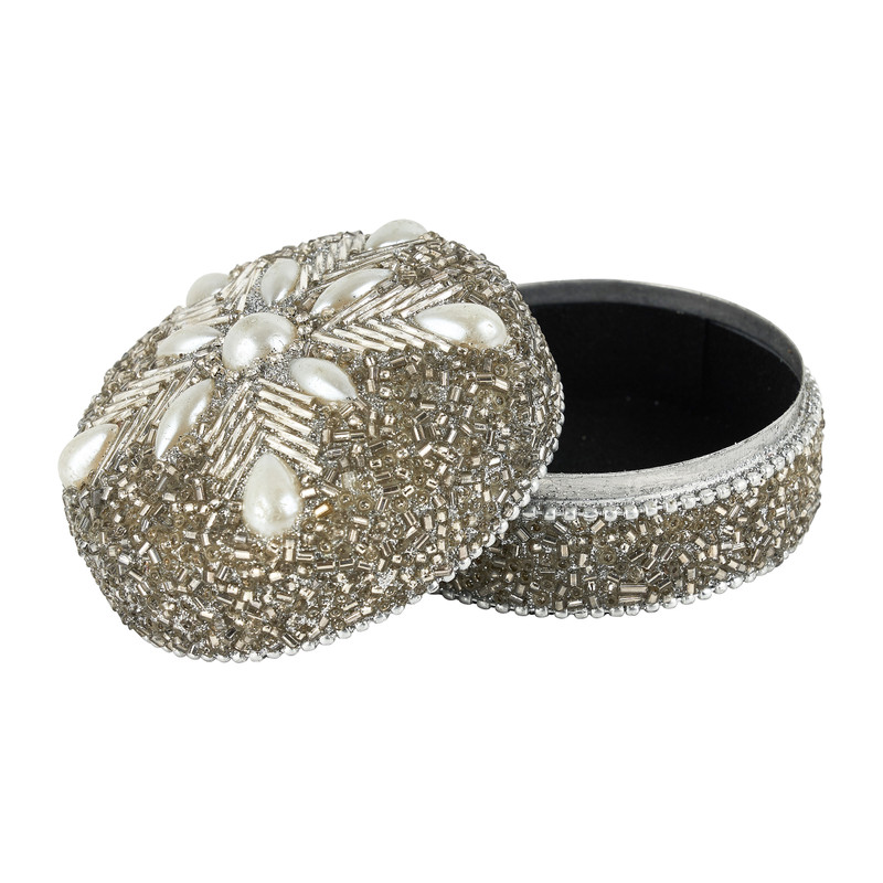 Doosje rond S zilver - diverse varianten - 8x8x5 cm 