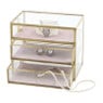 Sieradendoos met 3 lades - goud/roze - 18x12x15 cm