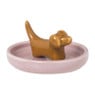 Sieradenhouder teckel - roze/bruin - ø10x5.8 cm