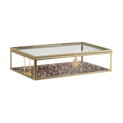 Sieradendoos panter - bruin - 5x20x13 cm