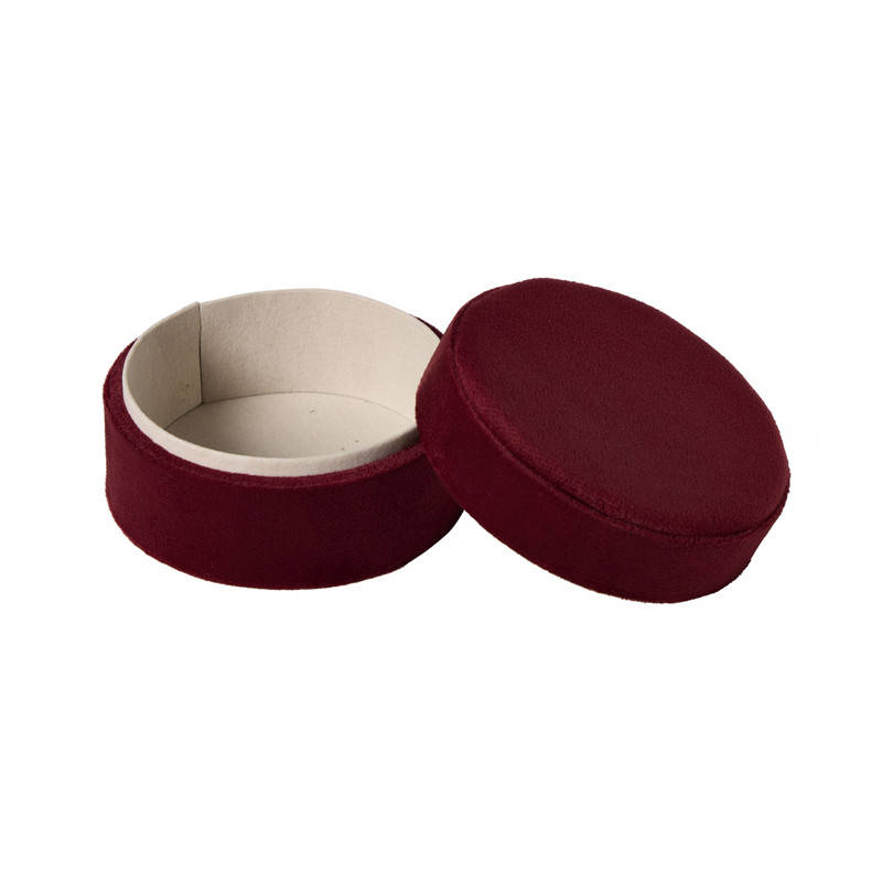 Bijouxdoos velvet rond - rood - ø10x6 cm