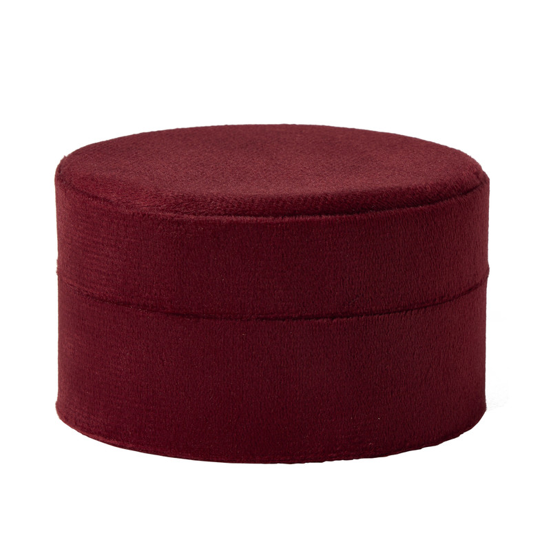 Bijouxdoos velvet rond - rood - ø10x6 cm