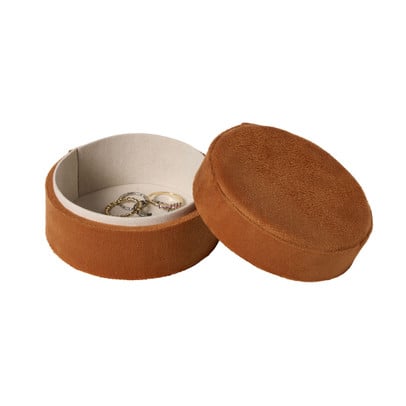 Bijouxdoos velvet rond - oranje - ø10x6 cm