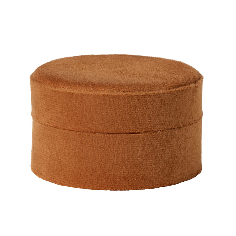 Bijouxdoos velvet rond - oranje - ø10x6 cm
