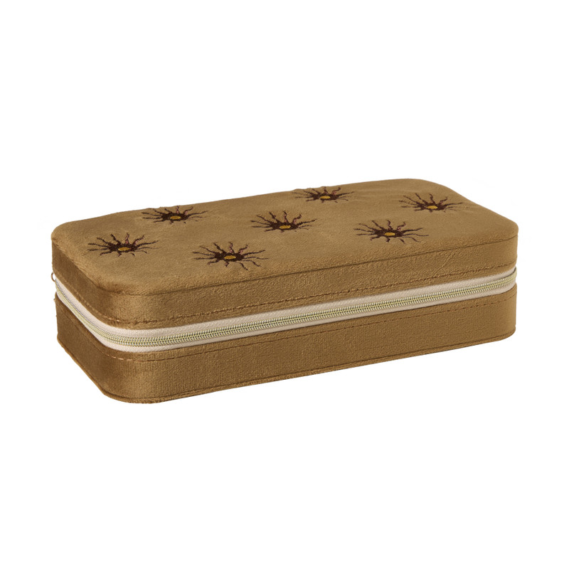 Bijoux etui velvet - bruin - 22.5x11.5x5.5 cm