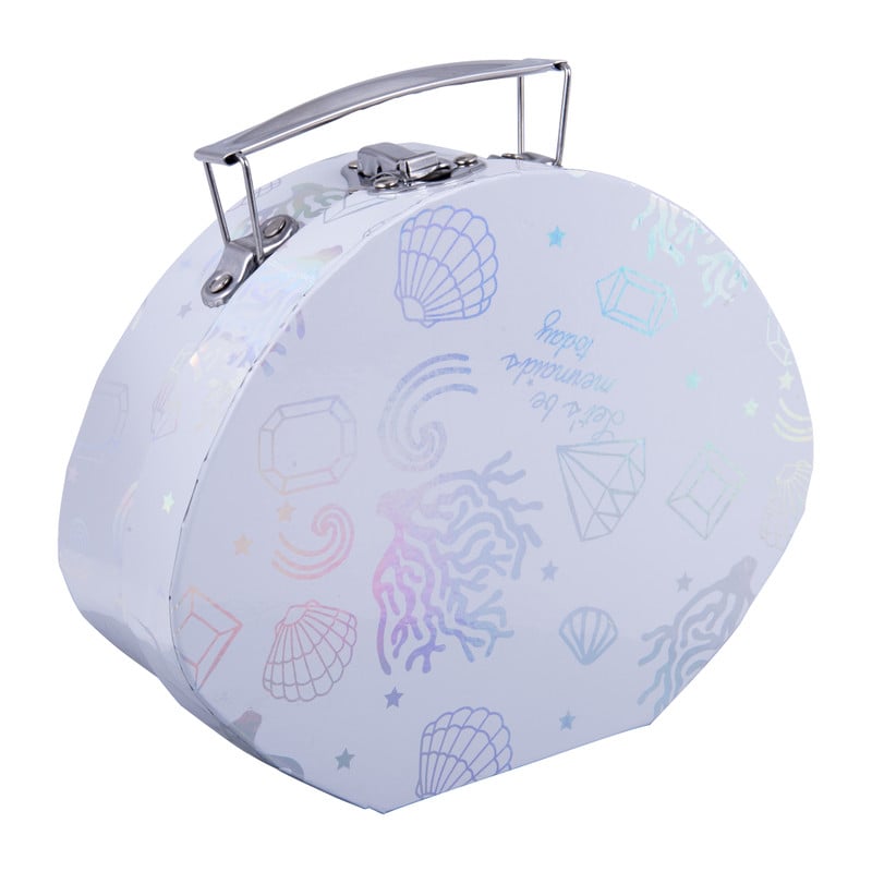 Koffertje mermaid - zilver - 15,6x19x6 cm