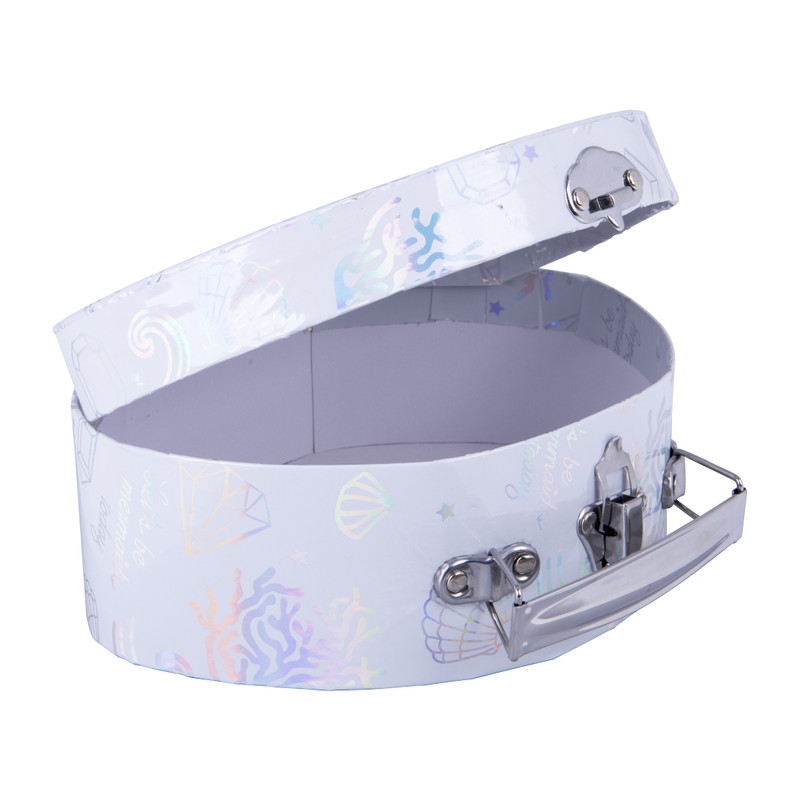 Koffertje mermaid - zilver - 15,6x19x6 cm