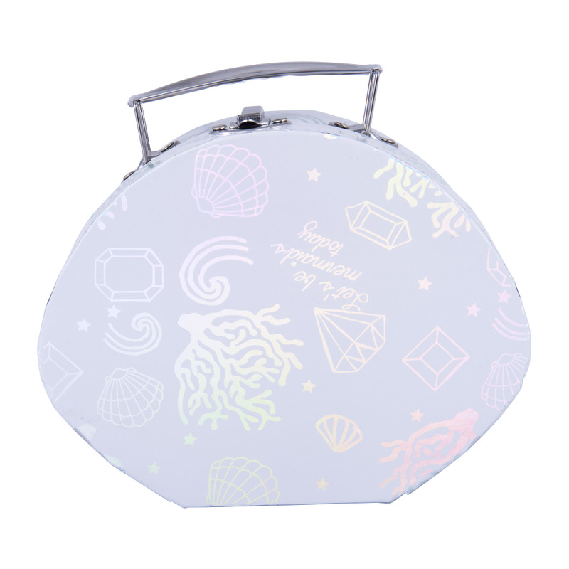 Koffertje mermaid - zilver - 15,6x19x6 cm