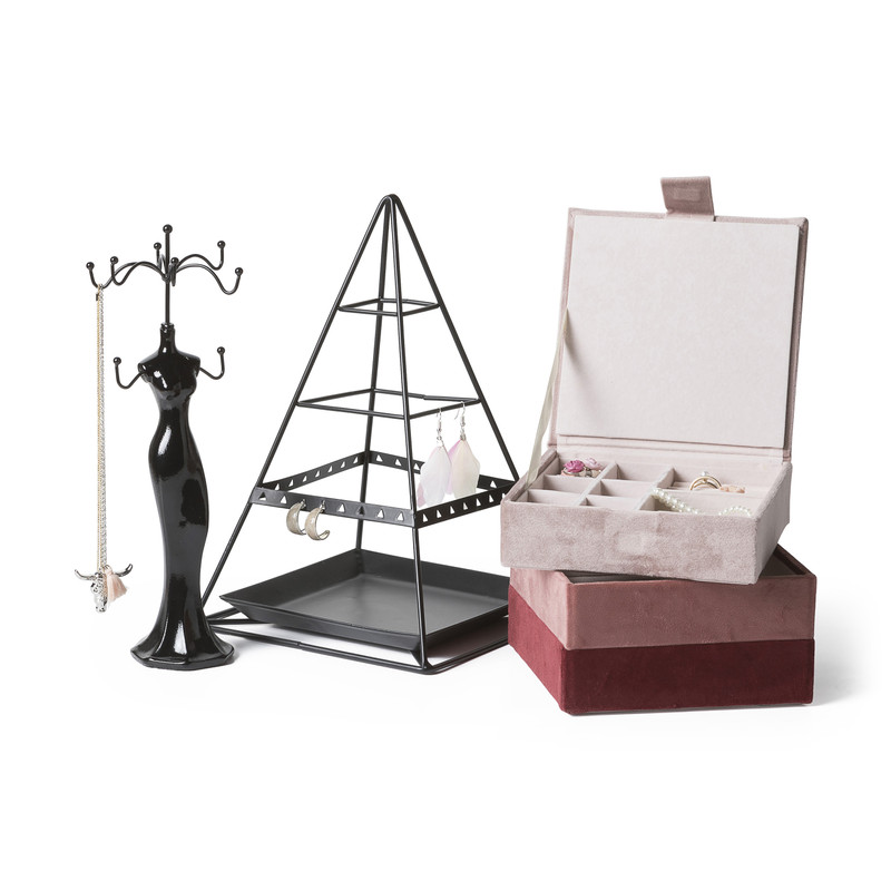 Sieradenstandaard pop - zwart - ⌀6x26 cm 