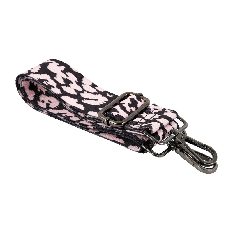 Bag strap leopard - zwart/roze
