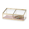 Bijouxdoos - 2- vaks - goud/roze - 18x9,5x7 cm