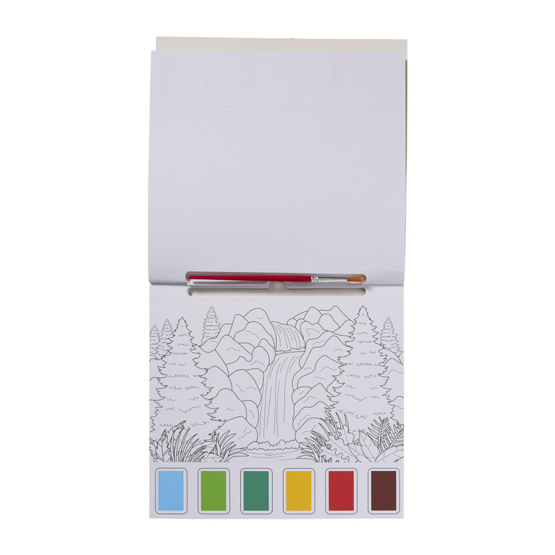 Waterverfkleurblok met penseel en waterverf - 20x20 cm - diverse varianten
