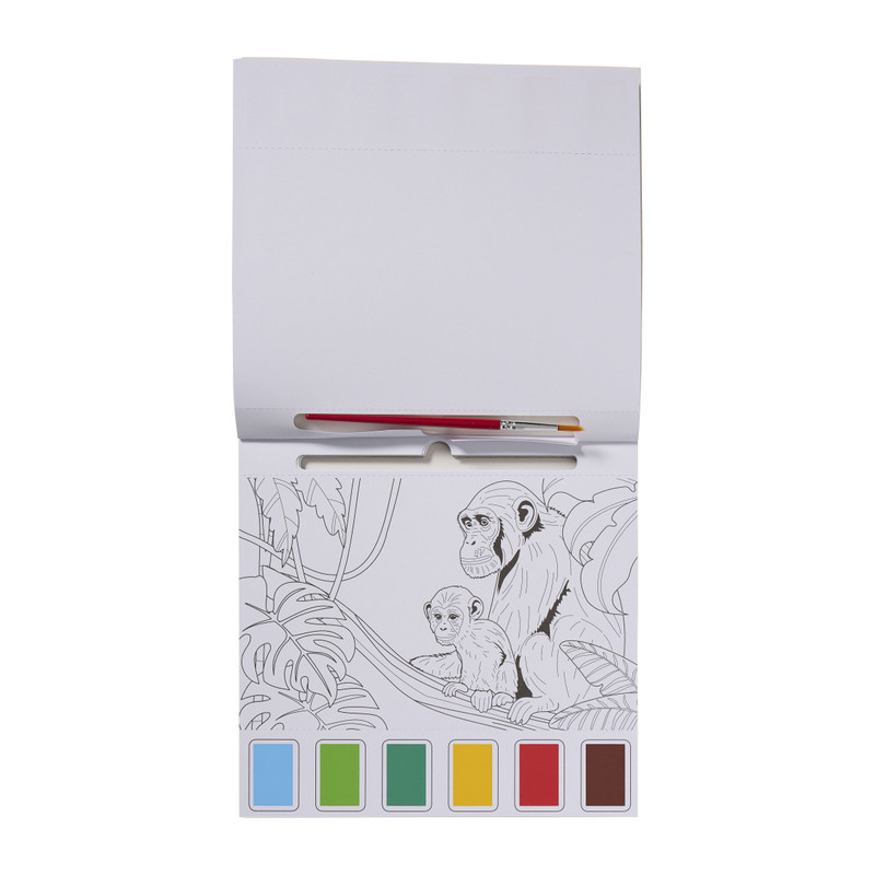 Waterverfkleurblok met penseel en waterverf - 20x20 cm - diverse varianten