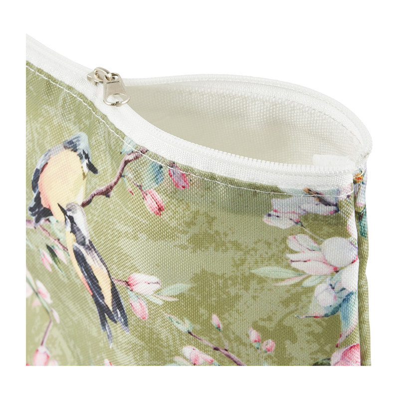 Toilettas vogeldesign - groen - 24x18x9 cm