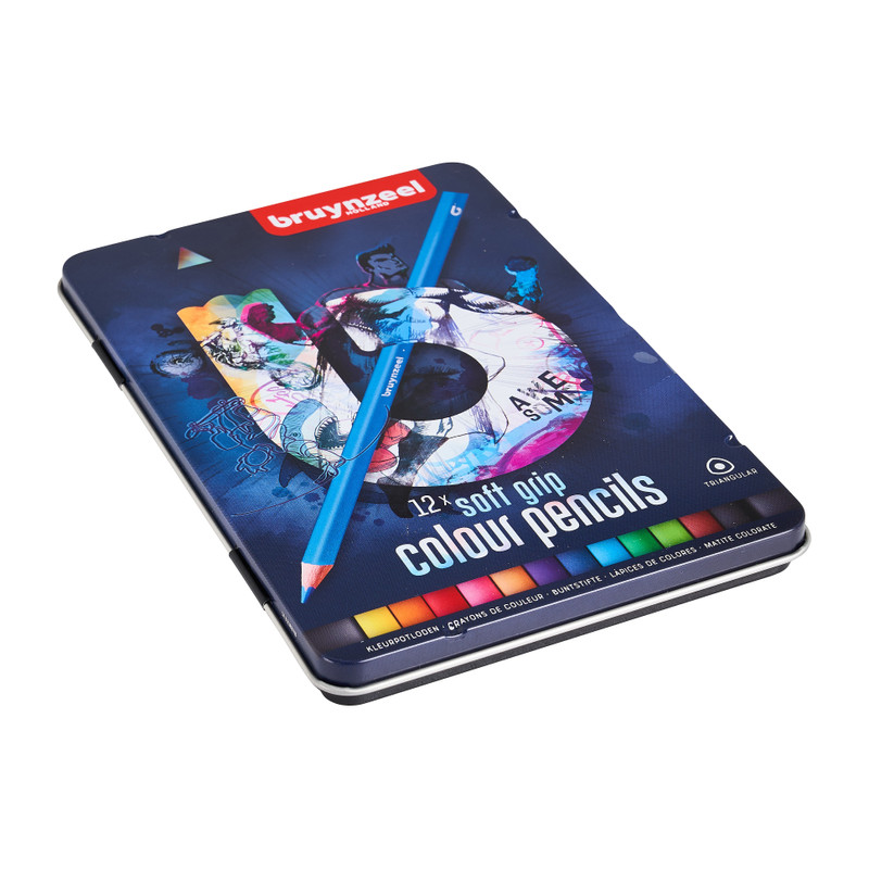 Bruynzeel kleurpotloden soft grip - blauw - set van 12