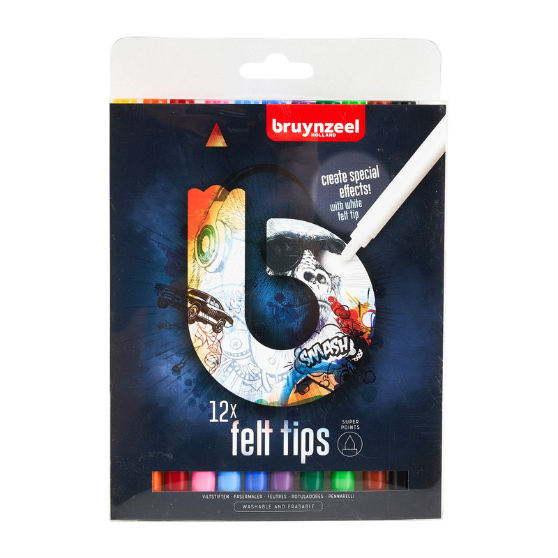 Bruynzeel viltstiften - blauw -  set van 12