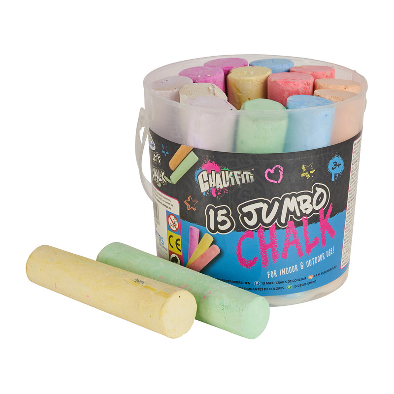 Stoepkrijt in emmer - 15 stuks - 12x11x12 cm