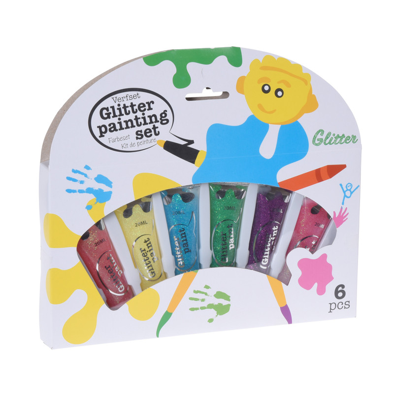 Glitter verfset  kids - set van 6