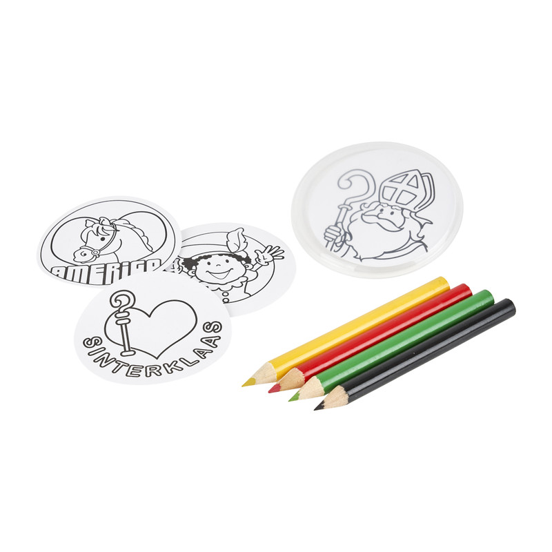 Sint button met kleurpotloden 