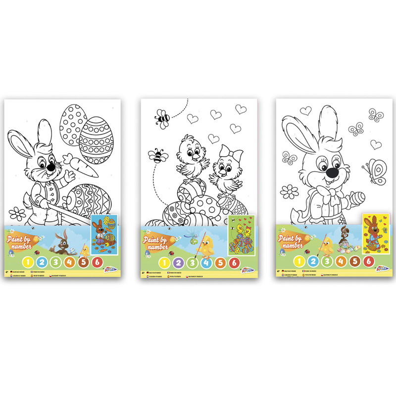 Schilderen op nummer Pasen - diverse varianten - 30x19.5 cm