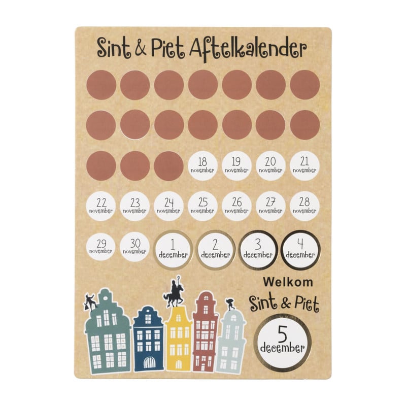 Aftelkalender sint en piet - multikleur - 19x26 cm