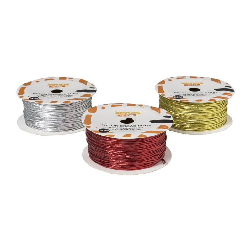 Nylon draad rood - ø0.1x200 cm