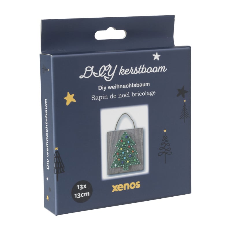 Touwfiguren kerstboom - hout/touw - 12x12 cm