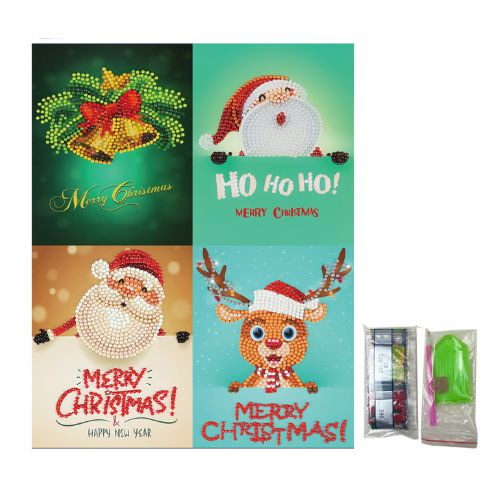 Diamond paint kerstkaarten set van 4 Xenos