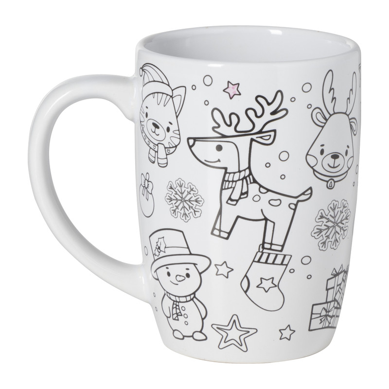 DIY kerstmok inkleur set - keramiek - ø8.9x12.3 cm