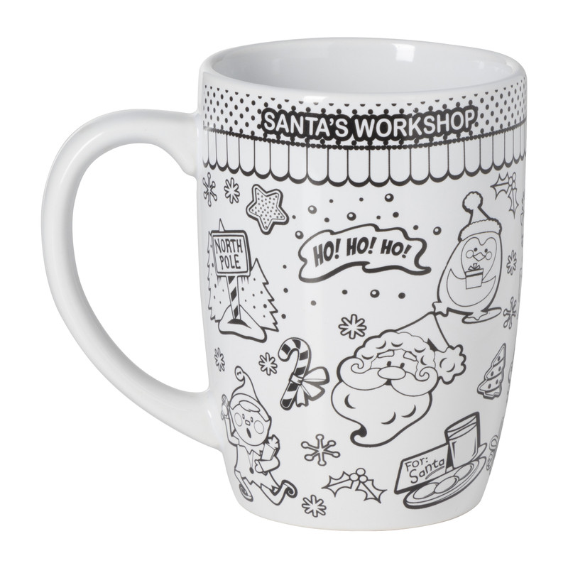 DIY kerstmok 'ho ho ho' inkleur set - keramiek - ø8.9x12.3 cm