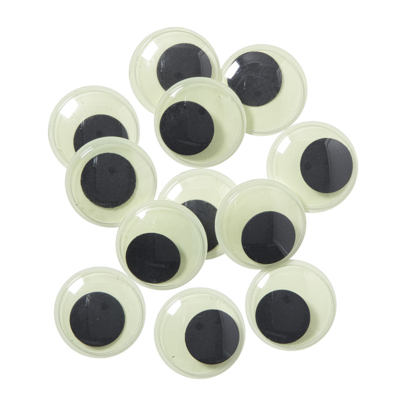 Plak oogjes pompoen - zwart/wit - set van 12