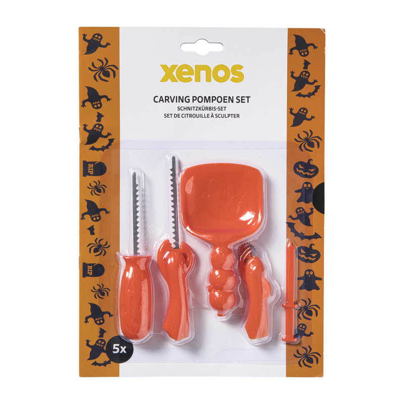 Pompoen uitsnij set - oranje - set van 5